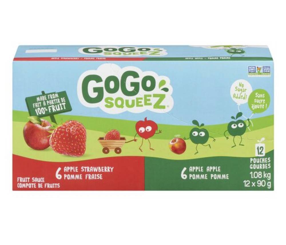 Gogo Squeez Apple and Apple Strawberry Fruit Snacks (12 x 90 g)