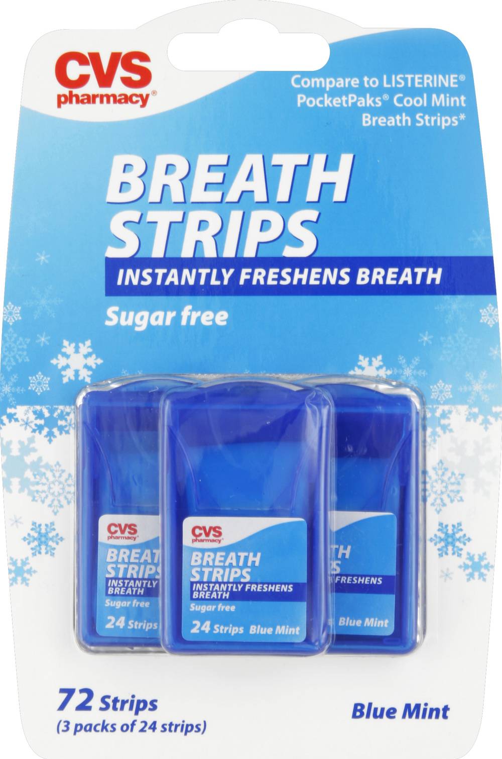 CVS Pharmacy Instantly Freshens Breath Breath Strips, Blue Mint (3 ct)