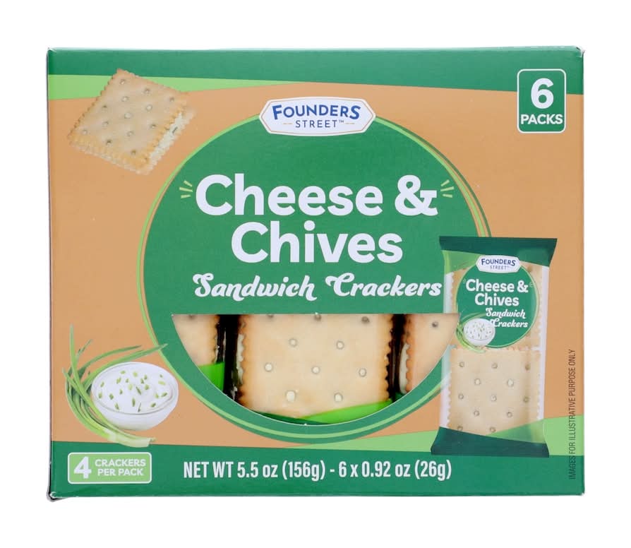 Founders Street Sandwich Crackers, Cheese & Chives (6 x 4 ct)