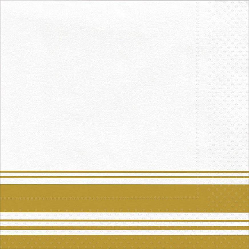 Party City Striped Border Premium Dinner Napkins, Gold (40 ct)