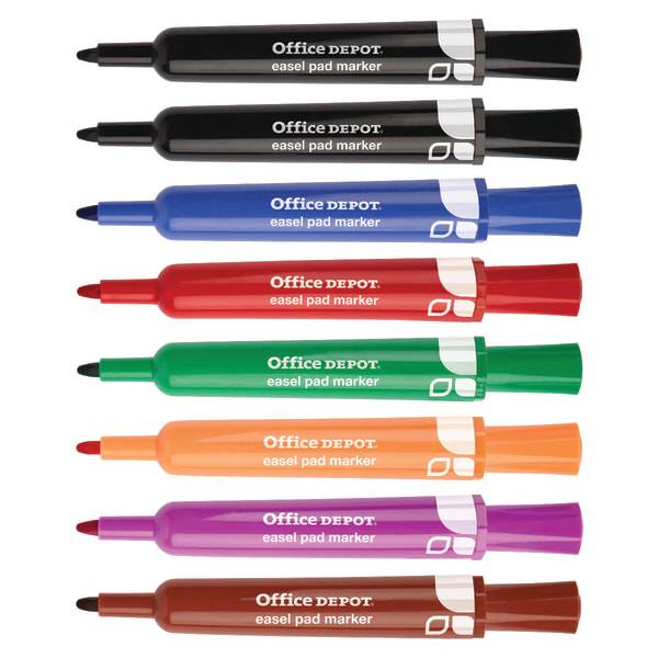 Office Depot® Brand Easel Pad Flip Chart Markers, 100% Recycled, Assorted, Pack Of 8