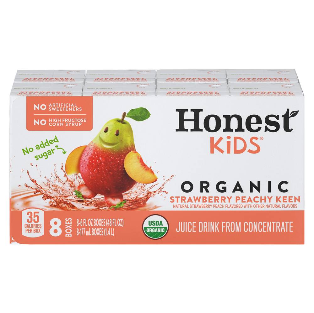 Honest Kids Organic Strawberry Peachy Keen Juice Drink (8 pack, 6 fl oz)