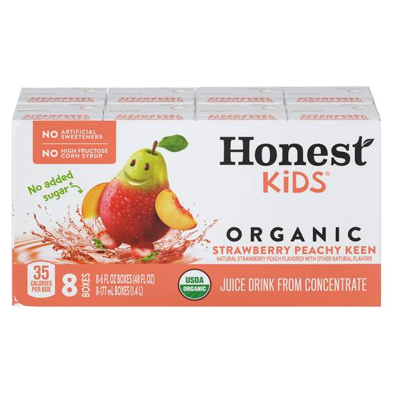 Honest Kids Organic Strawberry Peachy Keen Juice Drink (8 pack, 6 fl oz)