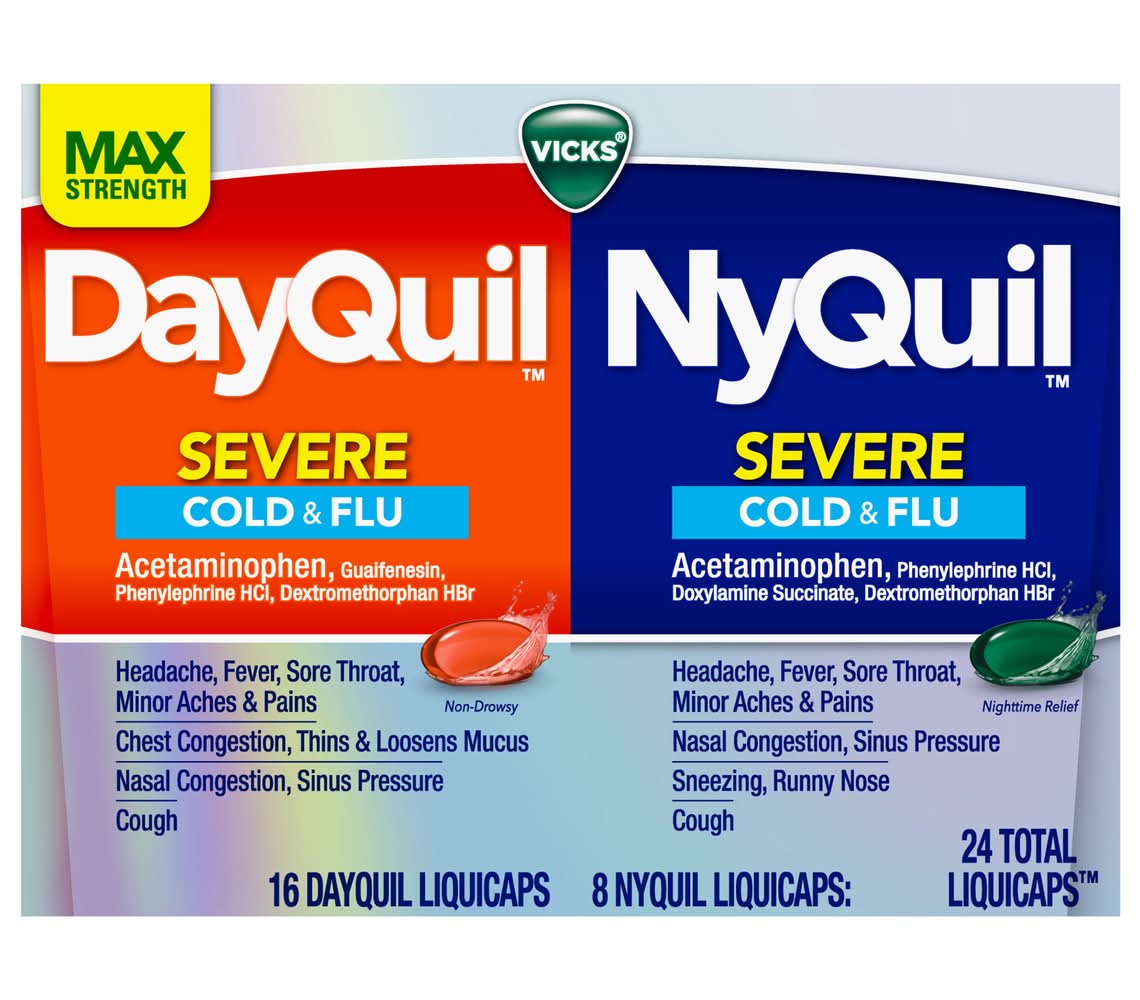 Vicks Dayquil Nyquil Max Strength Severe Cold & Flu Liquicaps (24 ct)