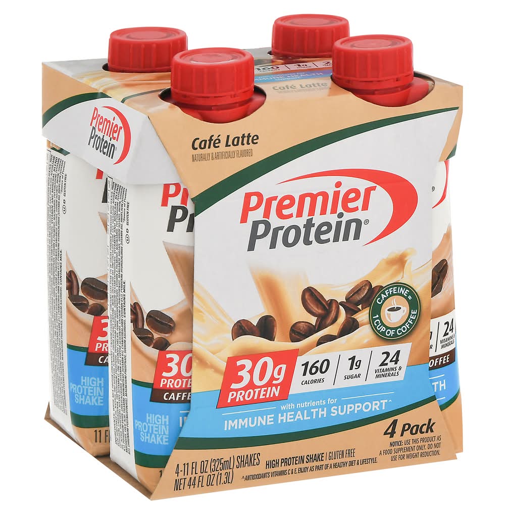 Premier Protein High Protein Shake, Cafe Latte (4 x 11 fl oz)