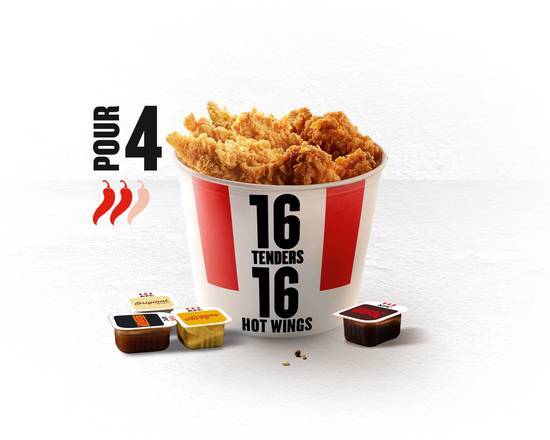 BUCKET 16 TENDERS® + 16 HOT WINGS®