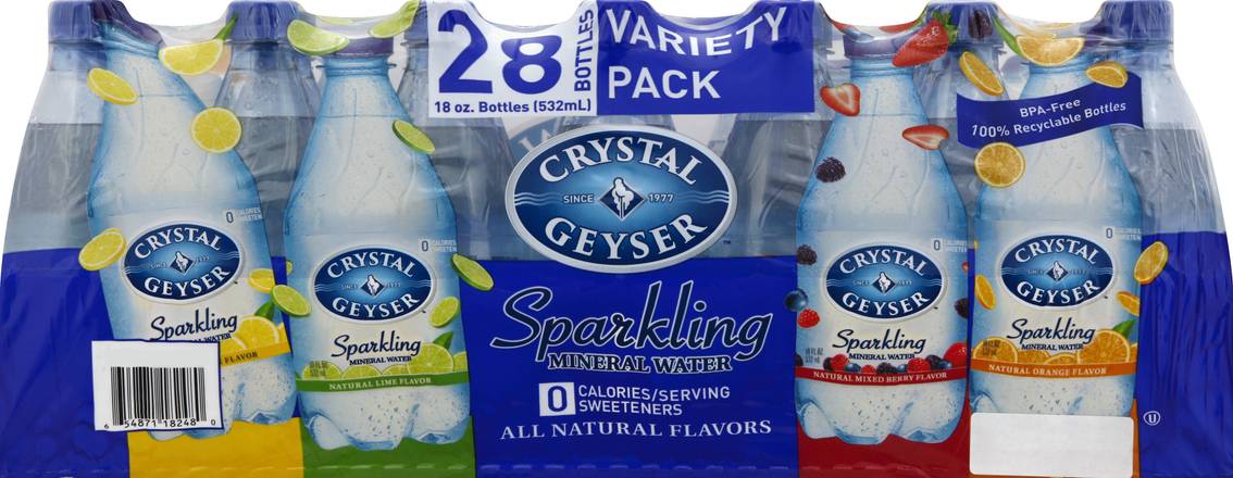 Crystal Geyser Variety pack Sparkling Mineral Water (28 ct, 18 fl oz)
