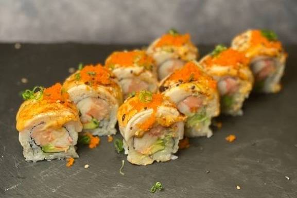 Order Perfect Match Roll (8 pcs) food online from Sushi Train store, Romeoville on bringmethat.com