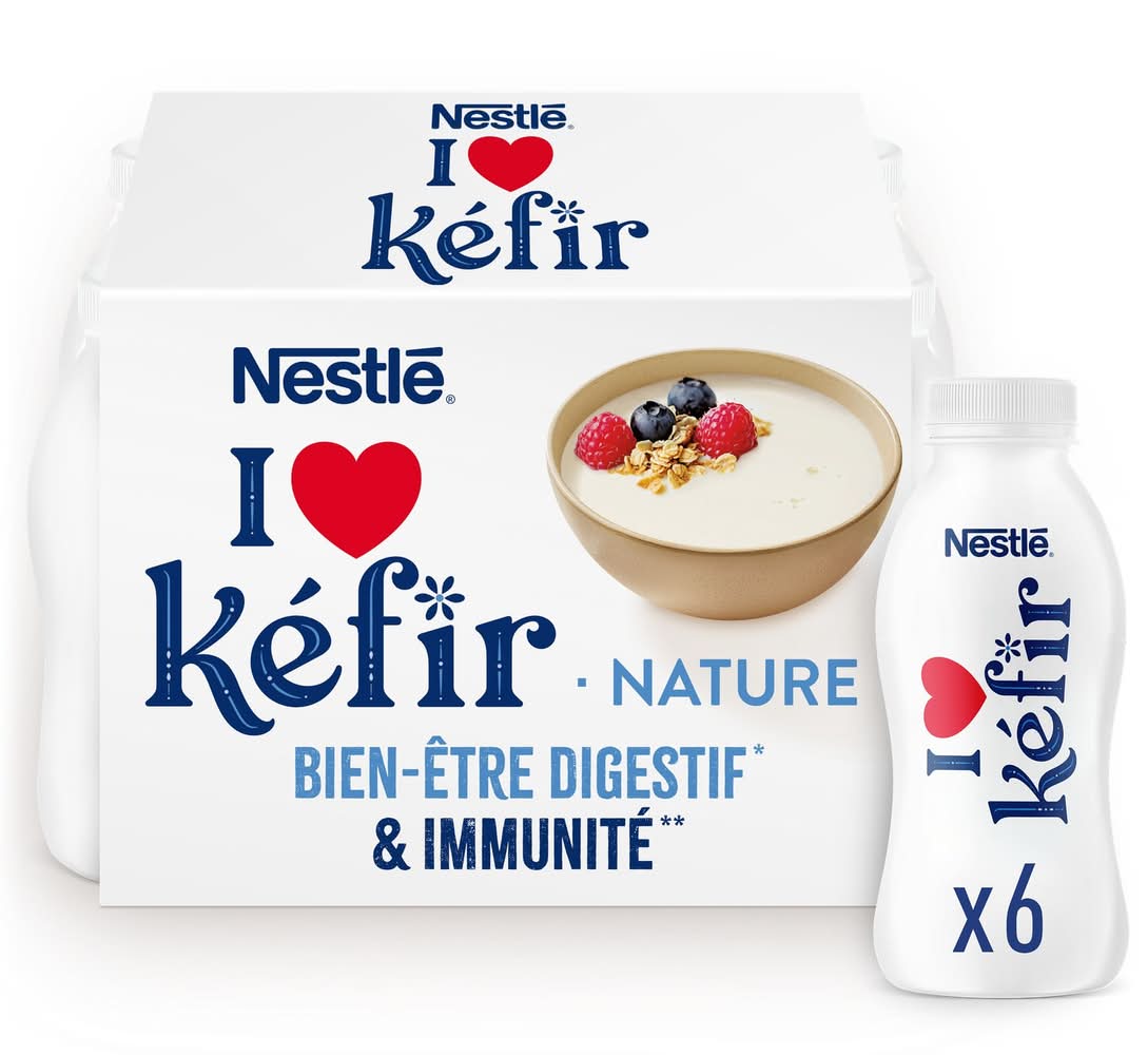 Nestlé - I love kéfir yaourt à boire nature (6 x 100g)