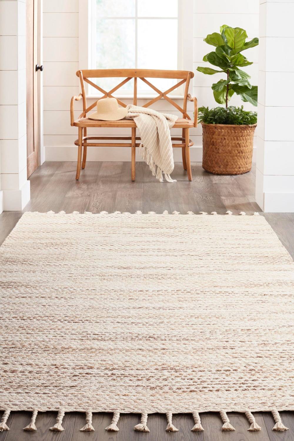 allen + roth Selena Natural Linen Indoor Runner Rug, Brown