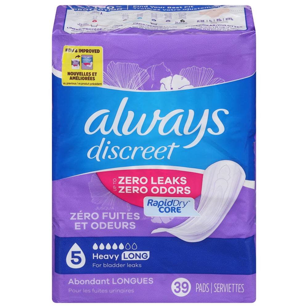 Always Discreet Heavy Long 5 Lightly Scented Pads (1.45 lbs)