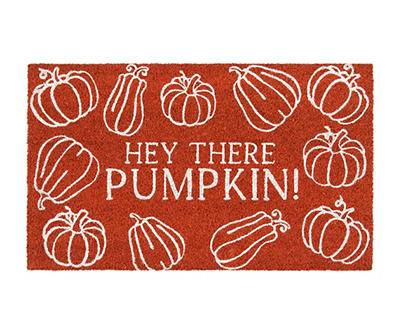 "Hey There Pumpkin" Orange Coir Doormat, (18" x 30")