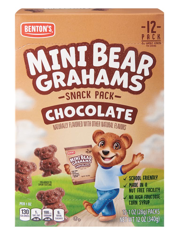 Benton's Mini Bear Grahams Snack pack, Chocolate (12 x 1 oz)