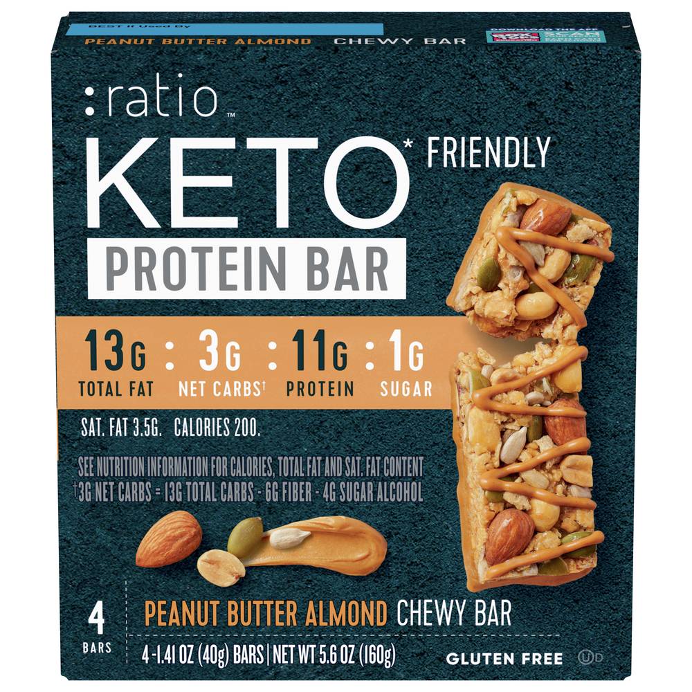 :ratio Keto Friendly Peanut Butter Almond Chewy Bars (4 ct) (5.6 oz)