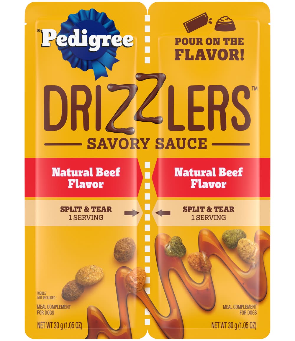 Pedigree Drizzlers Savory Sauce Wet Dog Food, Natural Beef (2 x 1.05 oz)