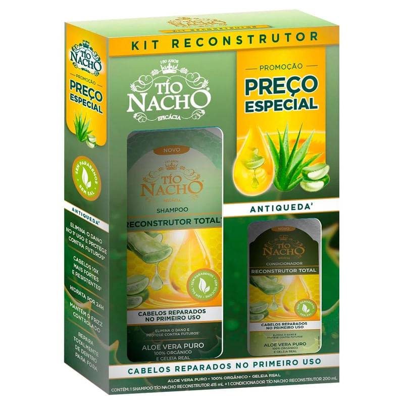 Tio nacho kit reconstrutor com shampoo 415 ml + condicionador 200 ml (2 itens)