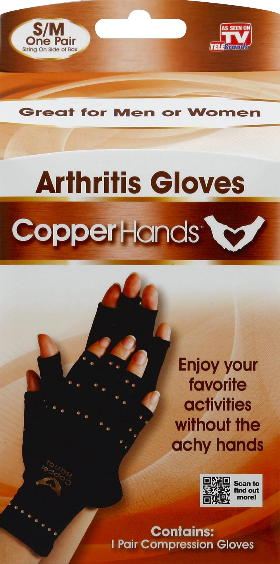 As Seen on TV S/M Copper Hands Arthritis Compression Gloves