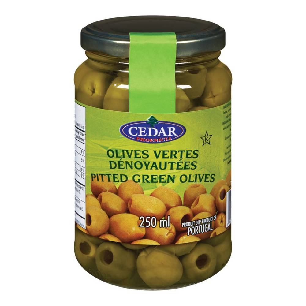 Cedar olives vertes dénoyautées (250 ml) - pitted green olives (250 ml)