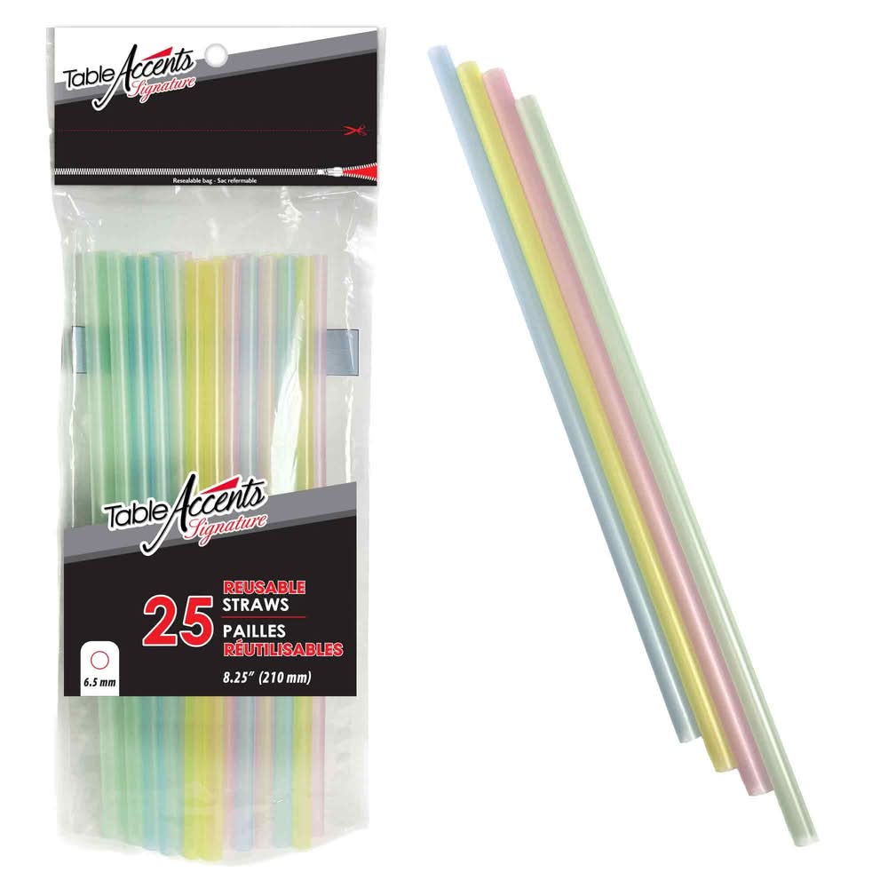 Table Accents Reusable Straws, 25-Pack