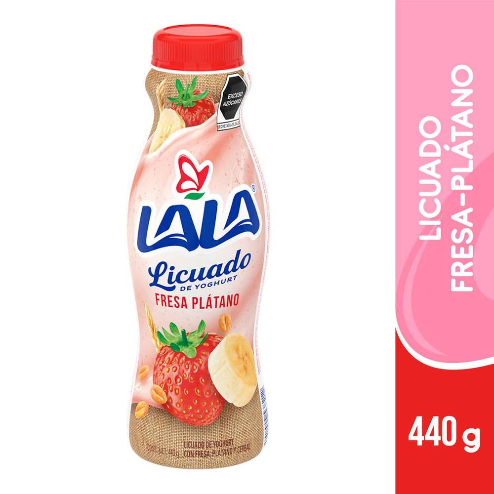 Lala licuado de yoghurt sabor fresa plátano y cereal (botella 440 g)