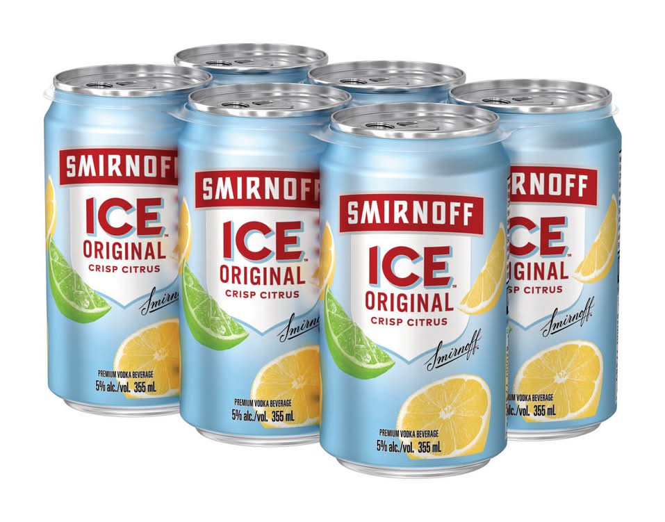 Smirnoff Ice Original Vodka, Crisp Citrus (6 x 355 ml)