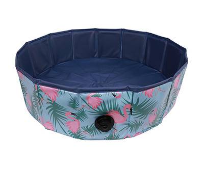 Big Lots Palm Collapsible Pet Pool (7.8" x 31.5"/ blue)