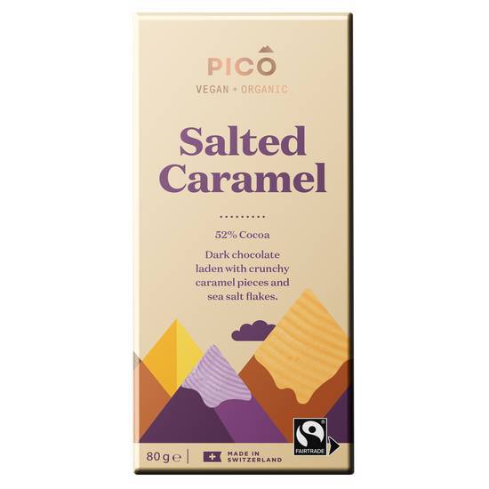 Picó Organic Dark Chocolate Bar, Salted Caramel (80g)