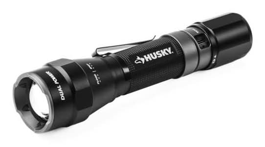 Husky 1200 Lumens Dual Power Led Rechargeable Focusing Flashlight
