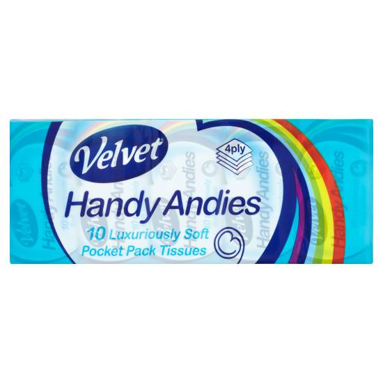 Velvet Handy Andies Luxurious Pocket pack Tissues 4 Ply (10 pack)