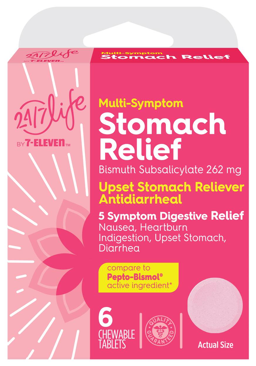 7-Eleven 24/7 Life Stomach Relief 262mg Chewable Tablets (6 ct)