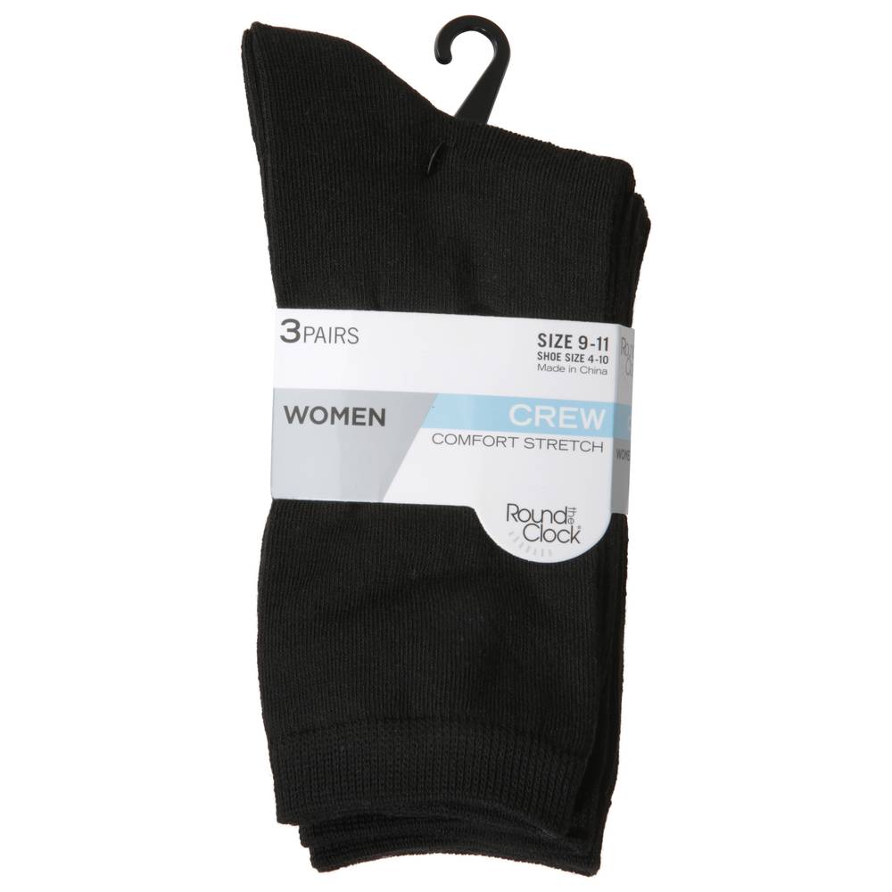 Round the Clock Women Crew Socks,Size 9-11 (3 ct)