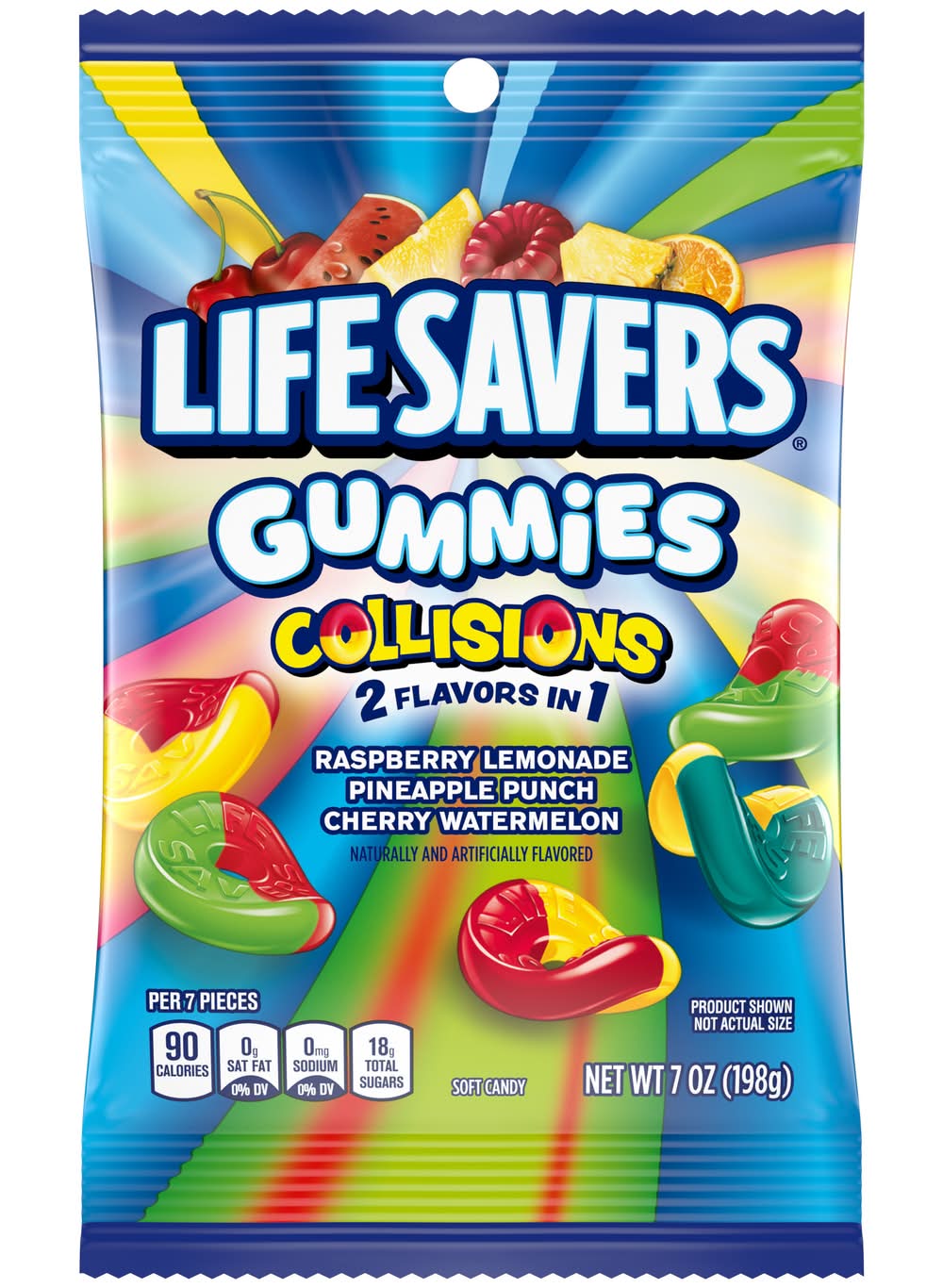 Life Savers Collisions Gummy Candy, Raspberry Lemonade-Cherry Watermelon-Pineapple Punch (7 oz)
