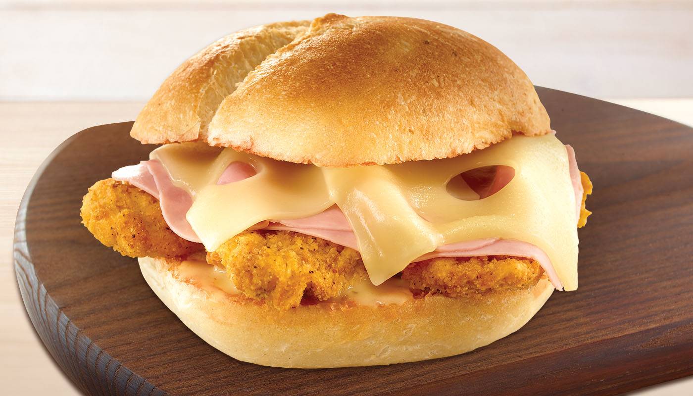 Breaded Chicken Cordon Bleu on a Portuguese Roll