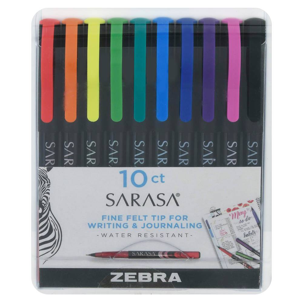 Zebra Sarasa 0.8mm Assorted Ink Colors Fineliner Pens (10 ct)