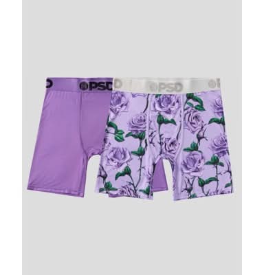 PSD Roses Print Briefs, Men, L, Lavender-Purple (2 ct)