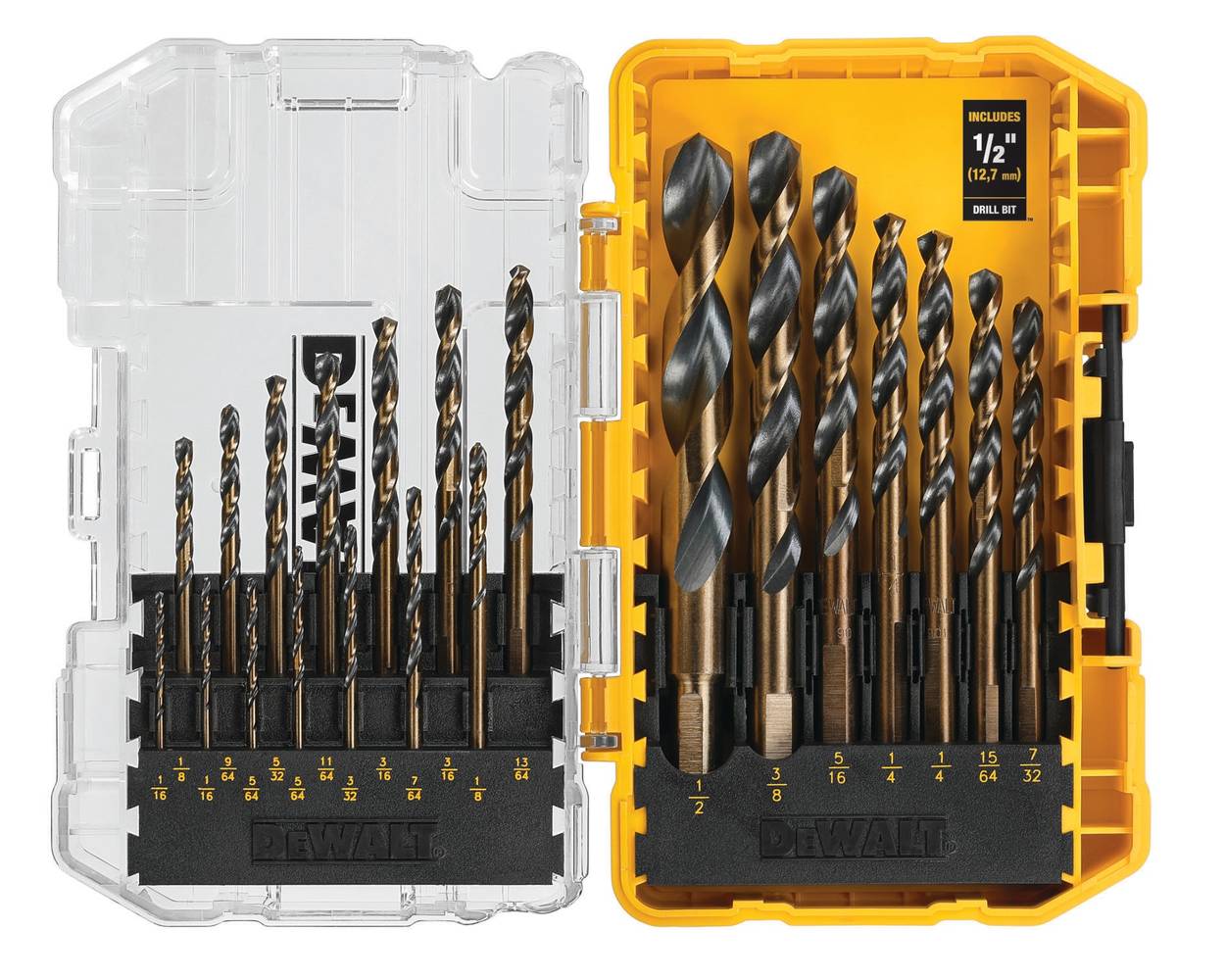 DEWALT 21-Piece Assorted Black and Gold Coated Hss Jobber Length Twist Drill Bit Set | DWA1181