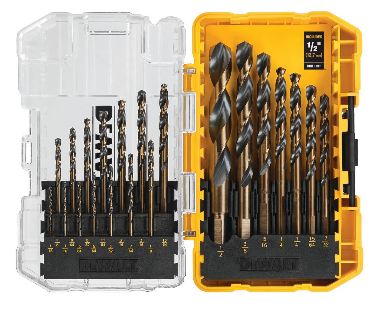 DEWALT 21 -Piece Assorted x Black and gold coated HSS Jobber length Twist Drill Bit Set