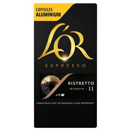 L'or espresso ristretto 10 capsules aluminium intensité 11 café 52g