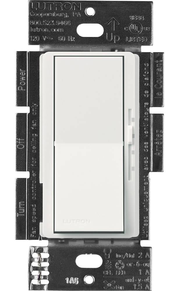 Lutron Diva Fan Control 1.5 -Amp 3-speed Rocker Fan Control White | DVFSQ-LFH-WH