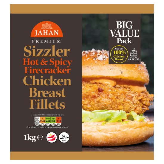 Jahan Premium Hot & Spicy Firecracker Sizzler Chicken Breast Fillets (1kg)