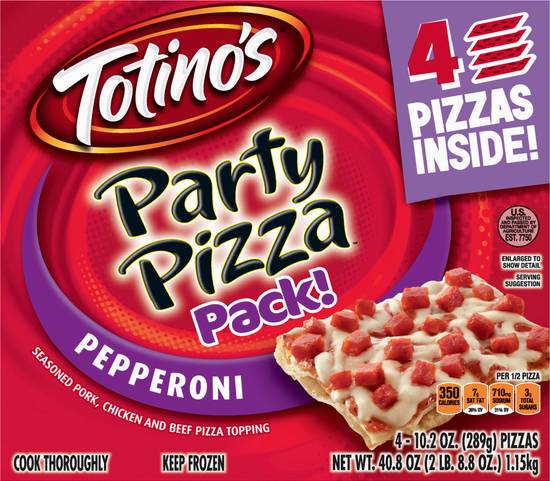 Totino's Seasoned Pork Chicken and Beef Pizza Topping Pepperoni Party Pizza (4 ct)