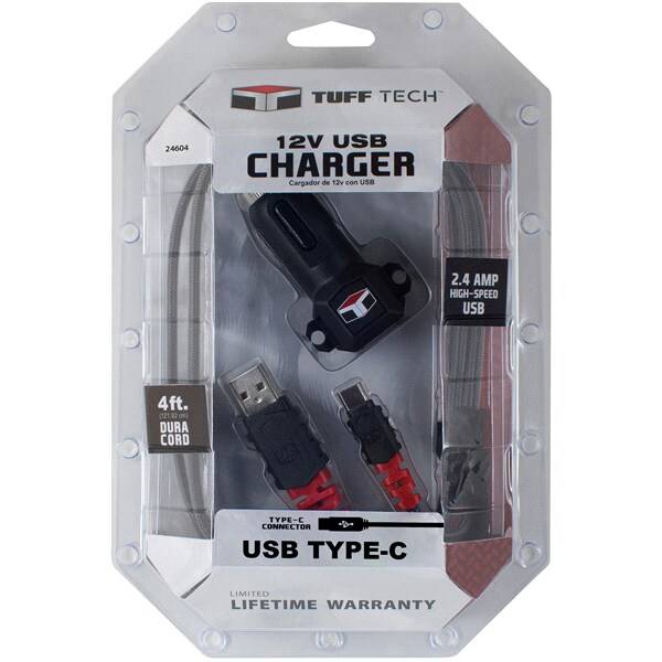 Tuff Tech Usb 2.4 Charger Plug With Usb Type-C Duracord (4 ft )