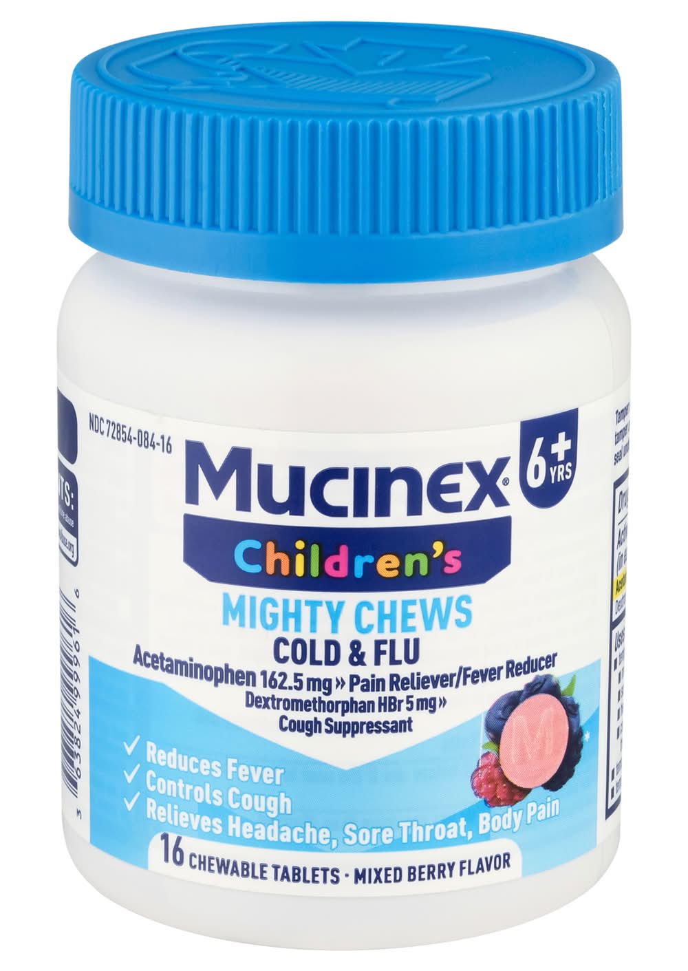Mucinex Children's Daytime Cold&Flu Chewable Tablets 6+ Years 162.5 mg, Mixed Berry (16 ct)