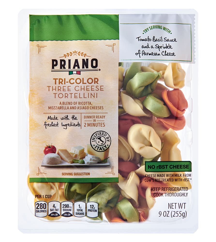 Priano Tri-Color Tortellini Pasta, Three Cheese (9 oz)