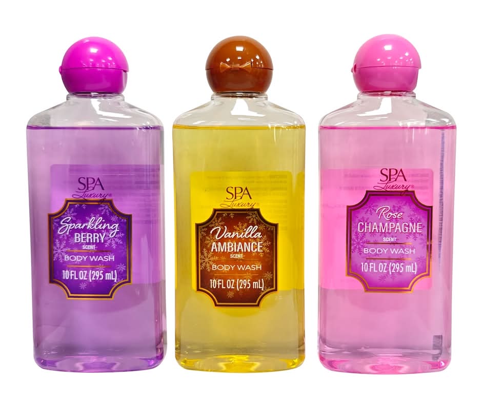 SPA Luxury Body Wash, Sparkling Berry-Vanilla Ambiance-Rose Champagne (3 x 10 fl oz)