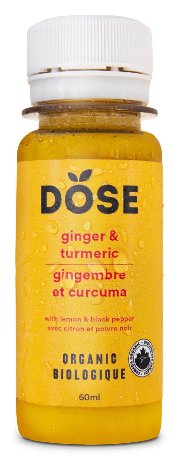 Dose shots biologiques au gingembre et au curcuma