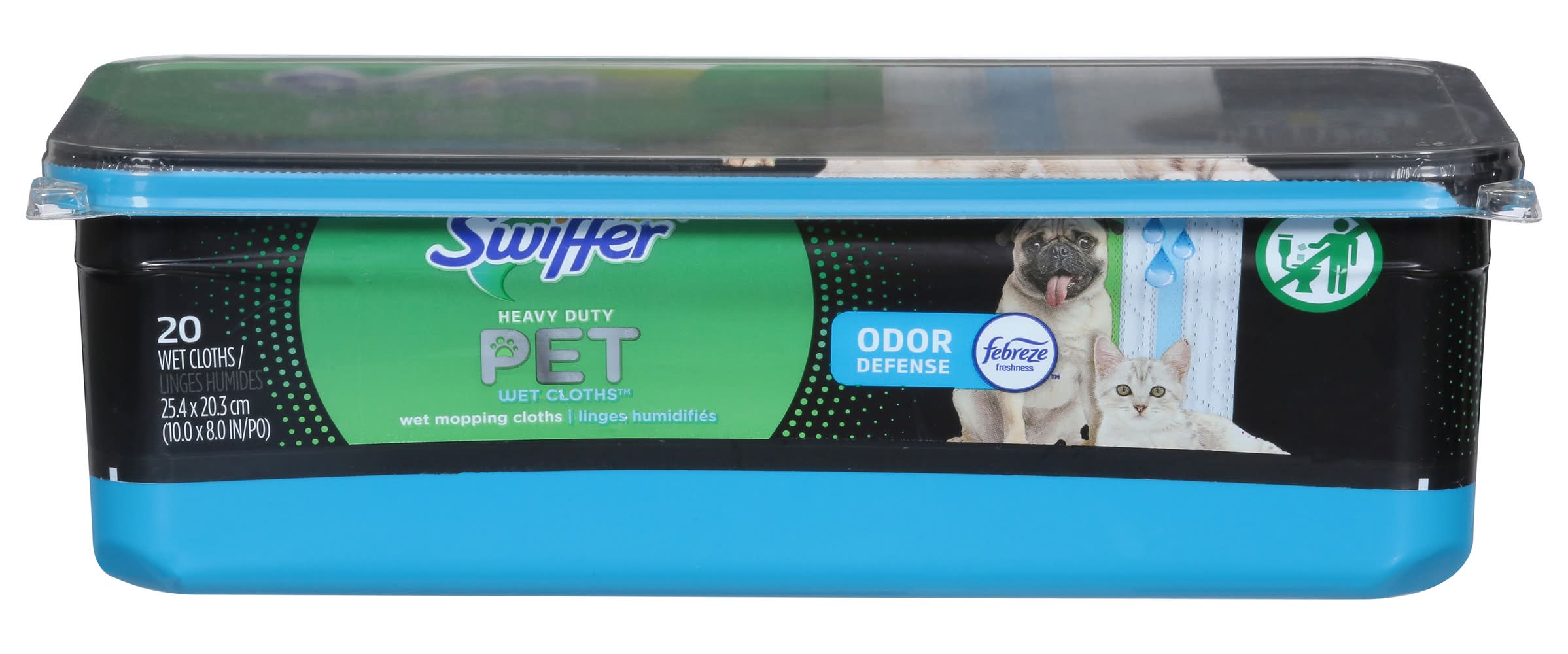 Swiffer Heavy Duty Pet Wet Mopping Cloth Refills, 10x8 in (3.2 oz, 20 ct)