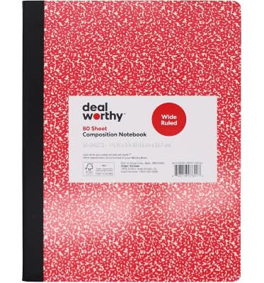 Dealworthy Wide Ruled Composition Book 80 Sheets, 19x24.7 cm, Red