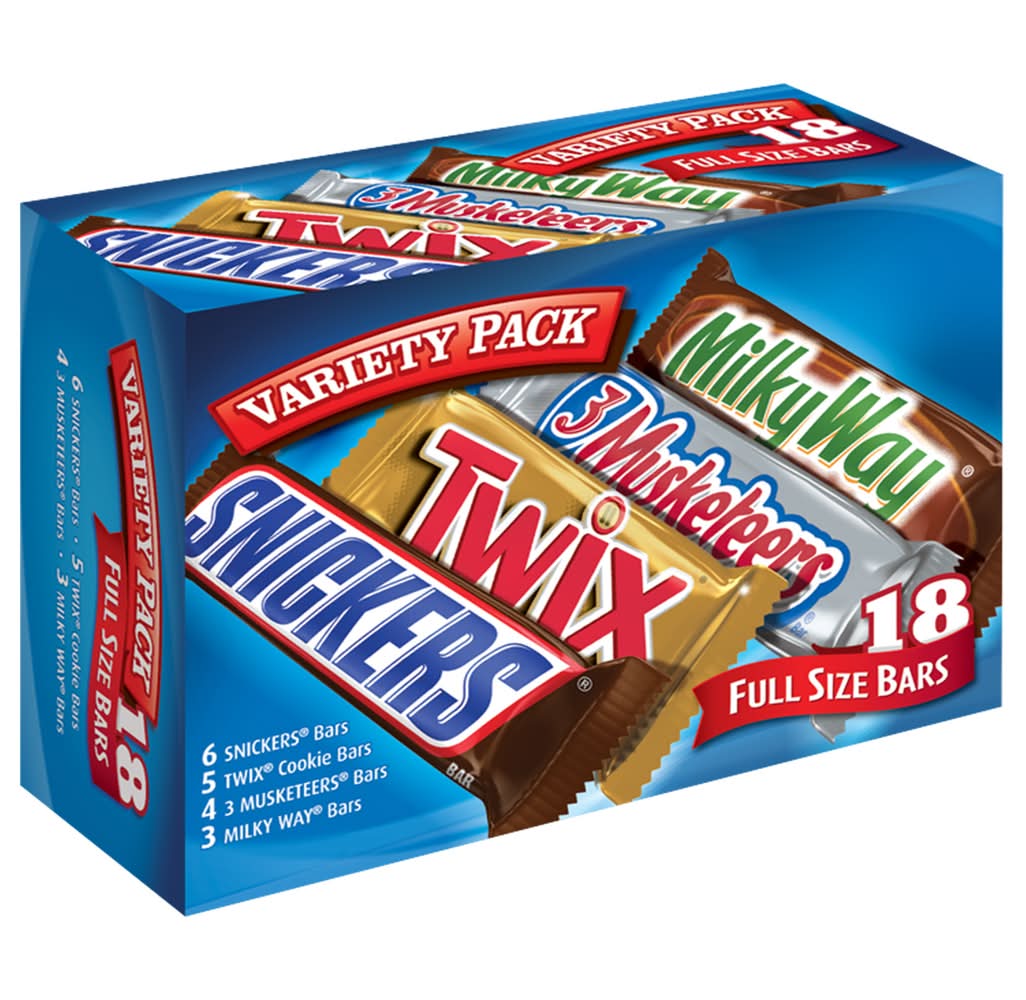 Mars Chocolate Candy Bars Variety pack, Assorted (2.08 lbs, 18 ct)