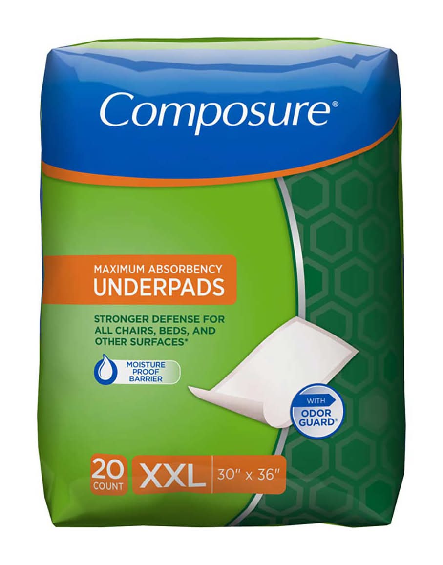 Composure Maximum Abosrbency Underpads - Xxl 20 Ct